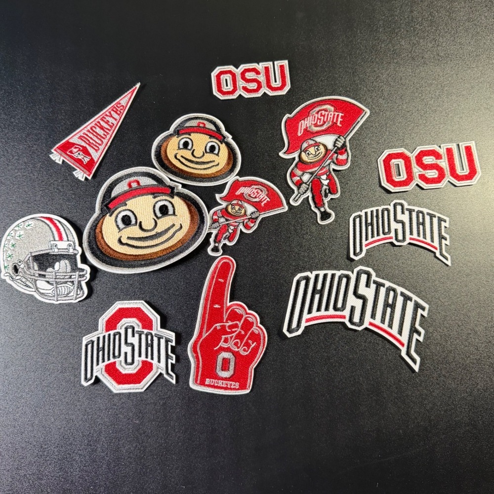Vivaretio Ohio State Buckeyes 12pc Iron On Patch Set Brutus OSU NCAA Scarlet K9